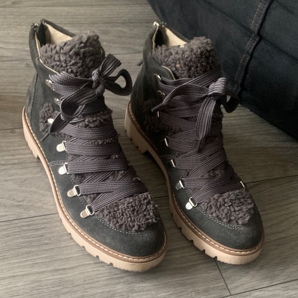 Dolce Vita Shoes - Dolce Vita Gray Shearling Lace-Up Boots
